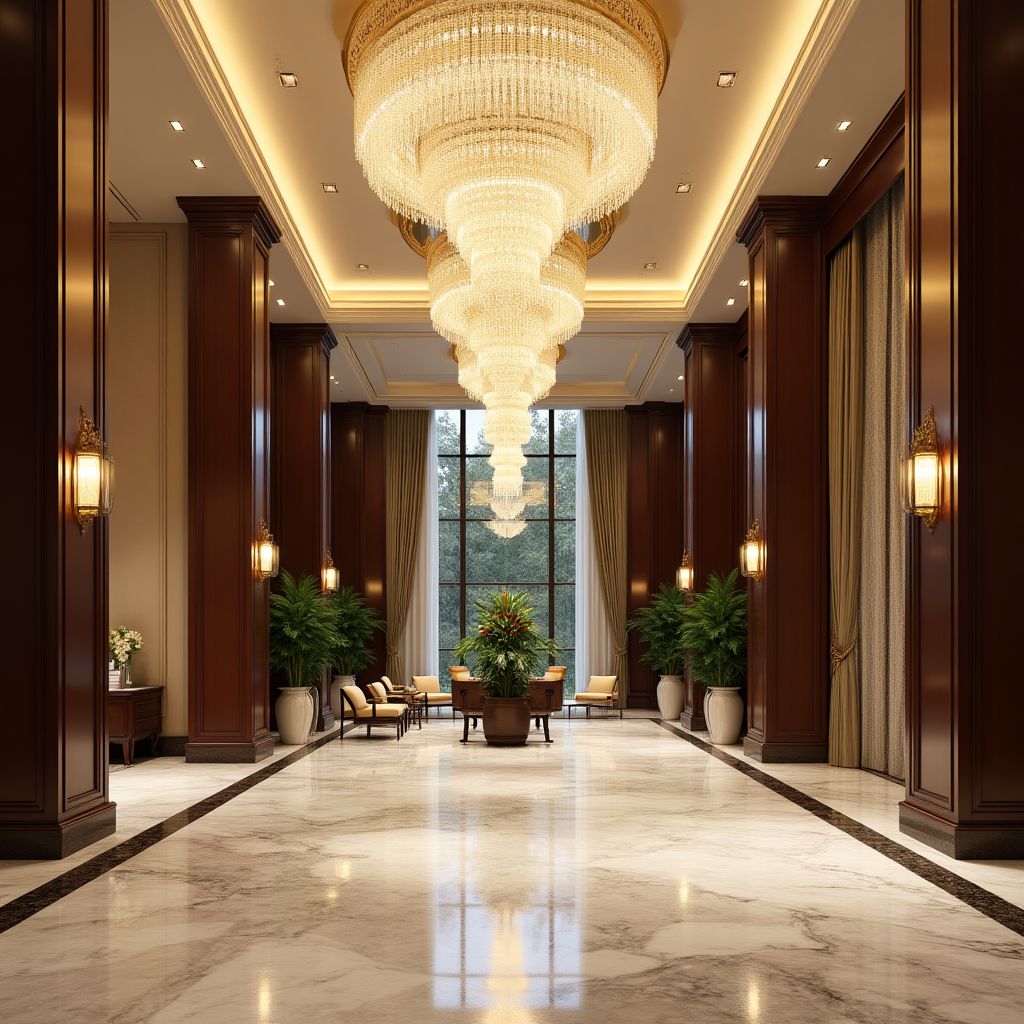 Lobby luxos cu candelabru impresionant